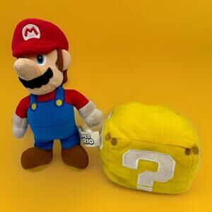 Jakks Pacific Super Mario 2021 Mario Plush 10" And Chance Block